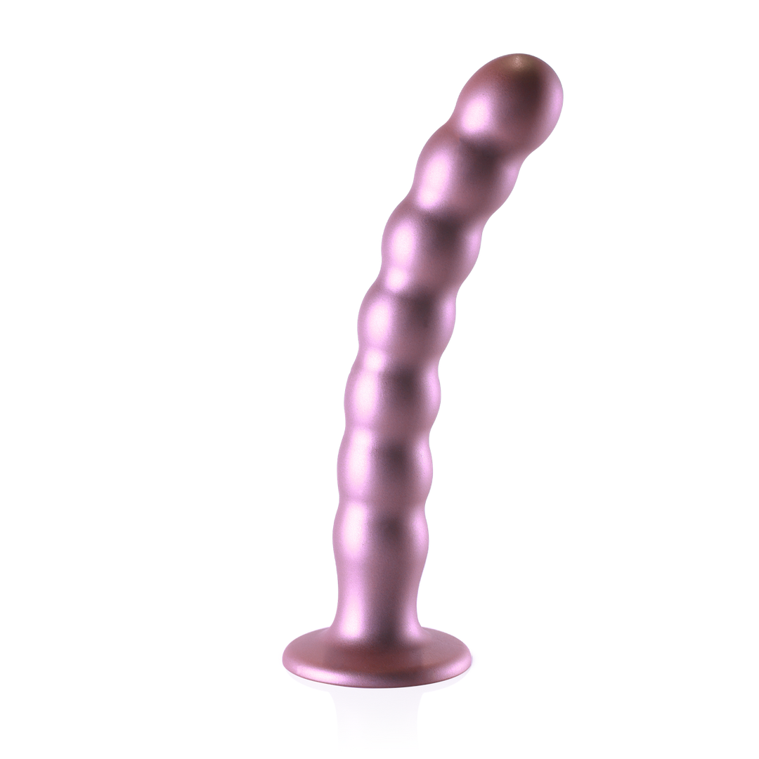 Beaded Silicone G-Spot Dildo – 8” / 20,5 cm – Rosé Goud