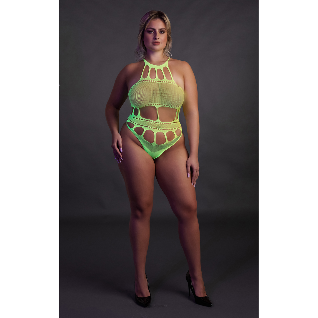 Body met Griekse Halslijn – Plus Size – Neon Groen