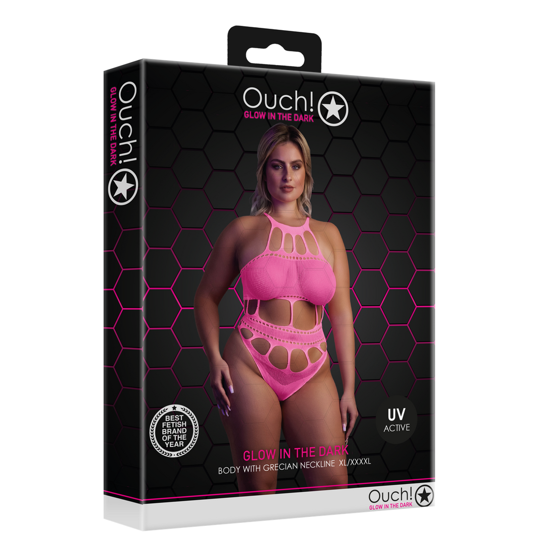 Body met Griekse Halslijn – Grote Maten – Neon Roze