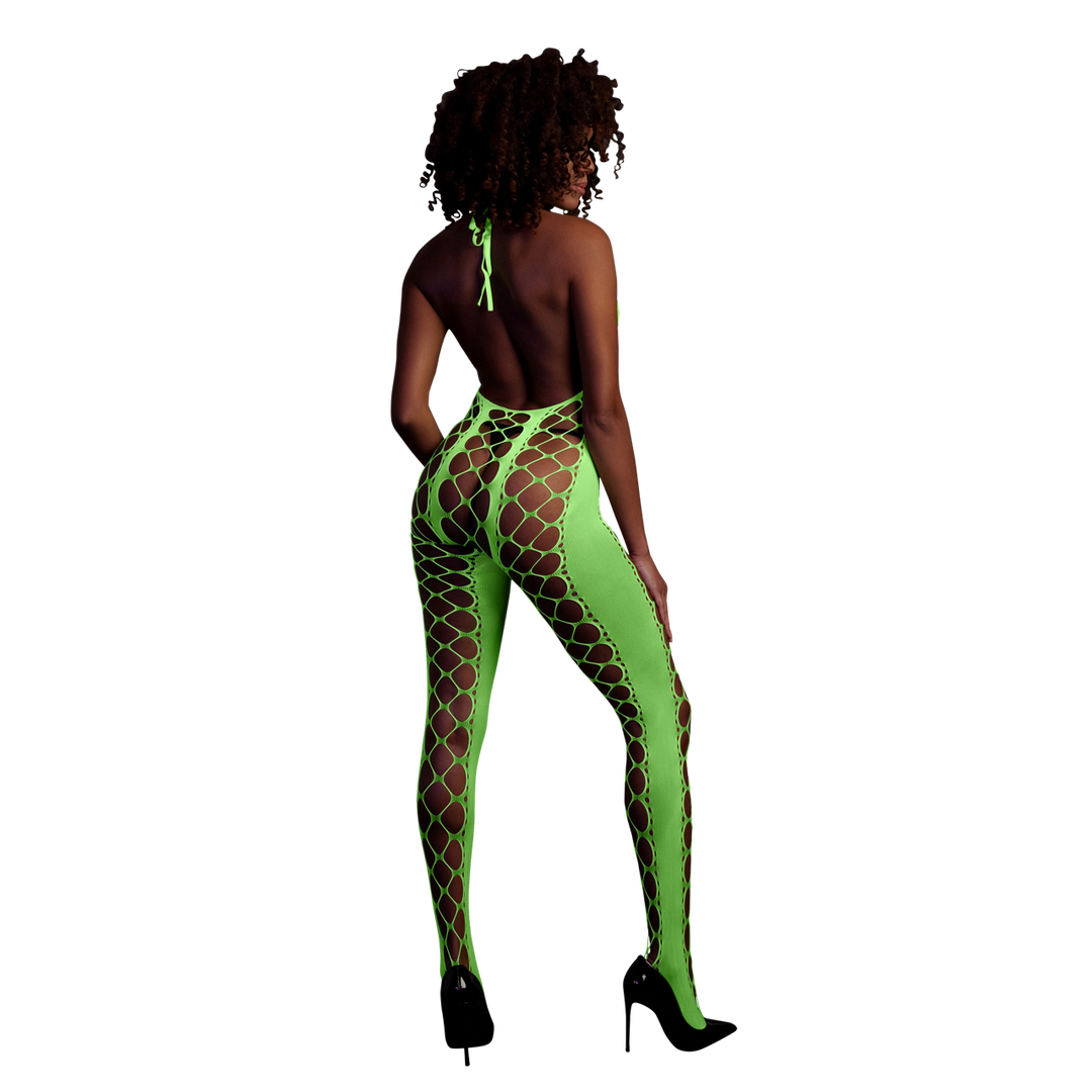 Bodystocking met Halterneck – One Size – Neon Groen