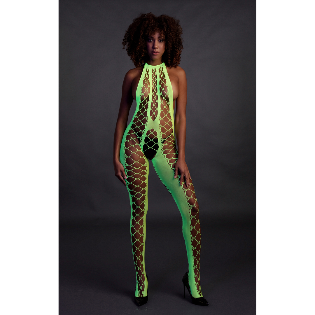 Bodystocking met Halterneck – One Size – Neon Groen