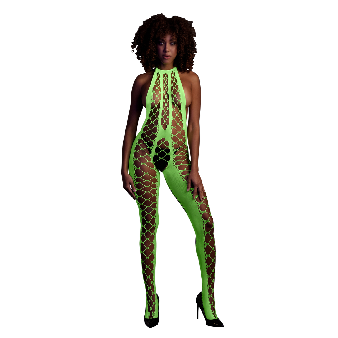 Bodystocking met Halterneck – One Size – Neon Groen