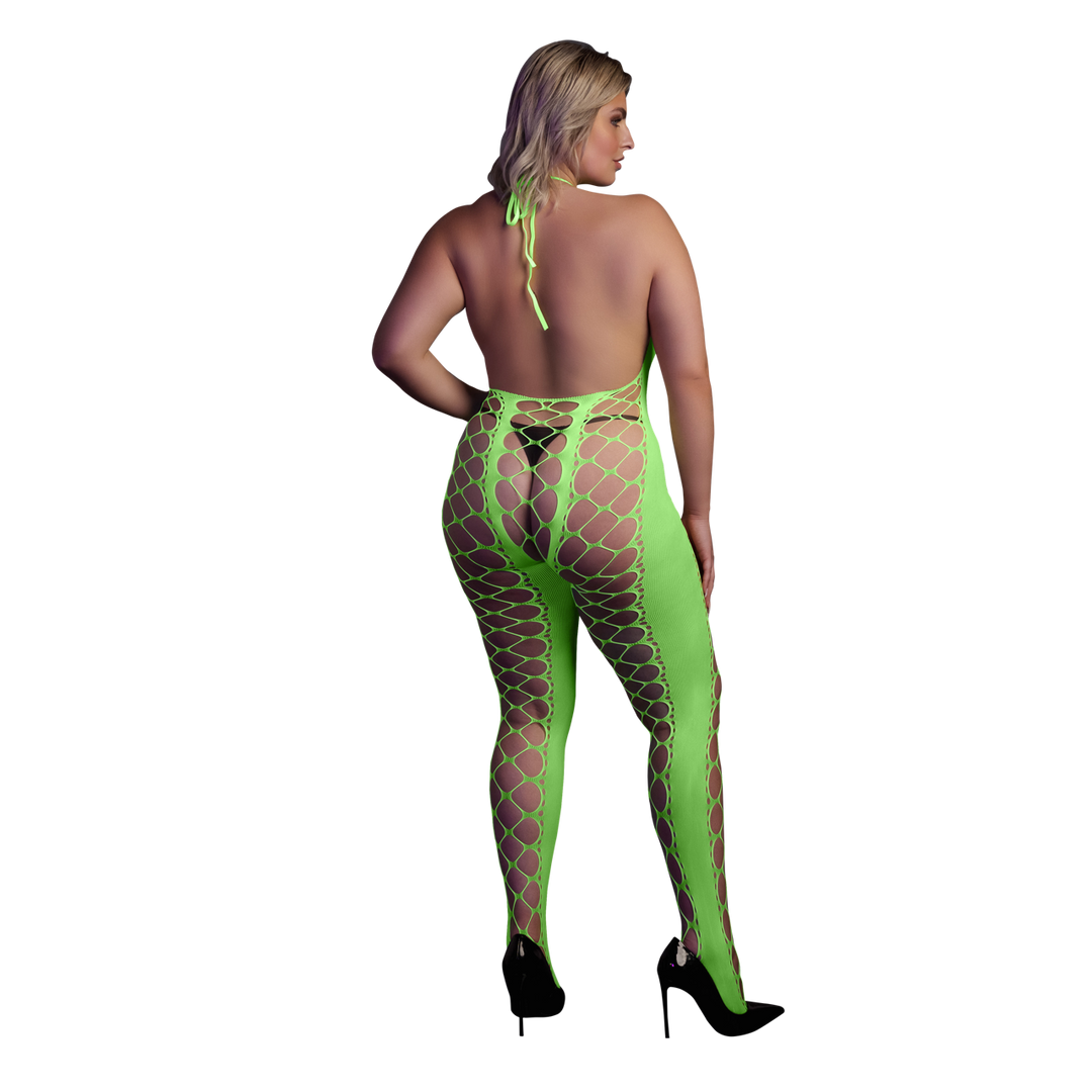 Bodystocking met Halterneck – Plus Size – Neon Groen