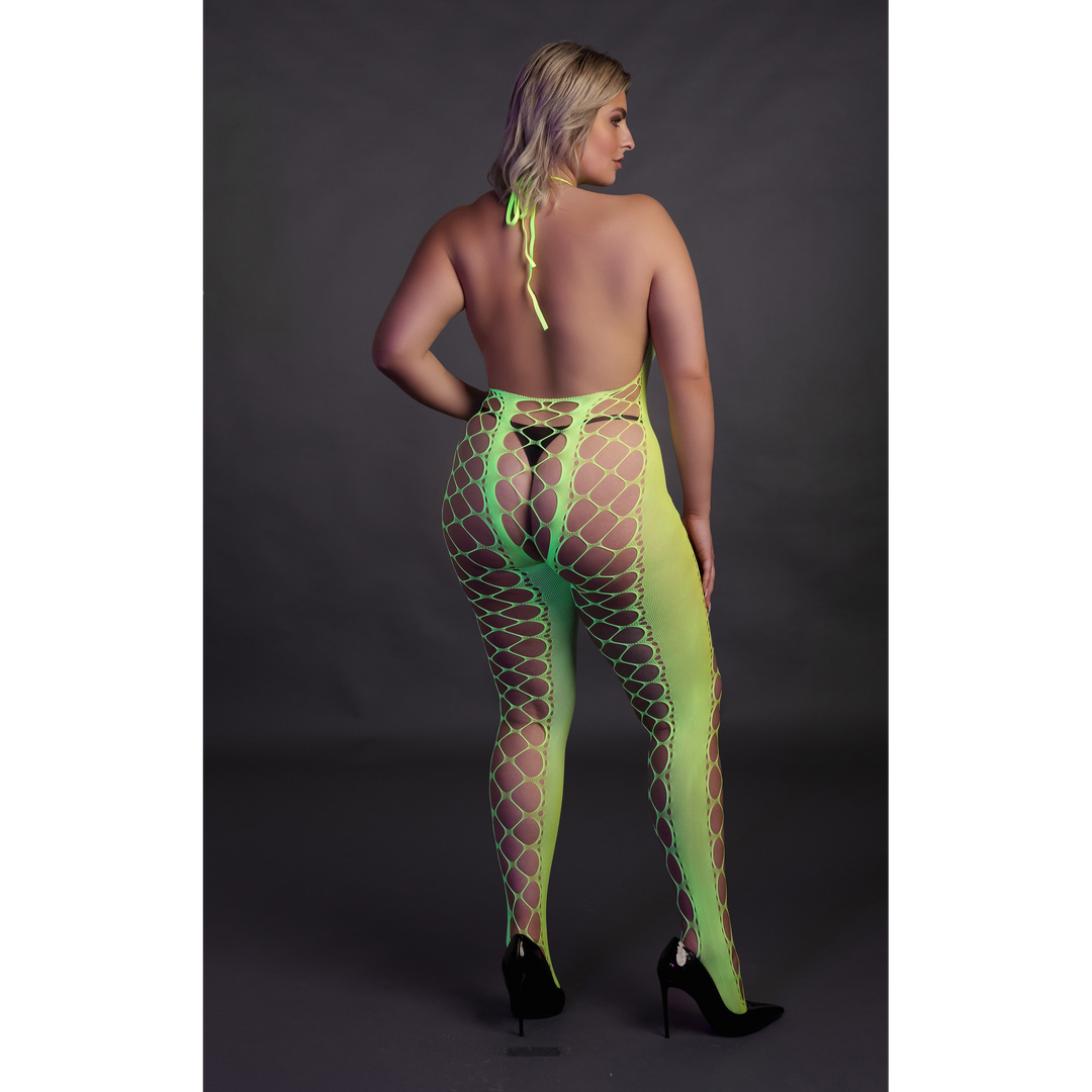 Bodystocking met Halterneck – Plus Size – Neon Groen