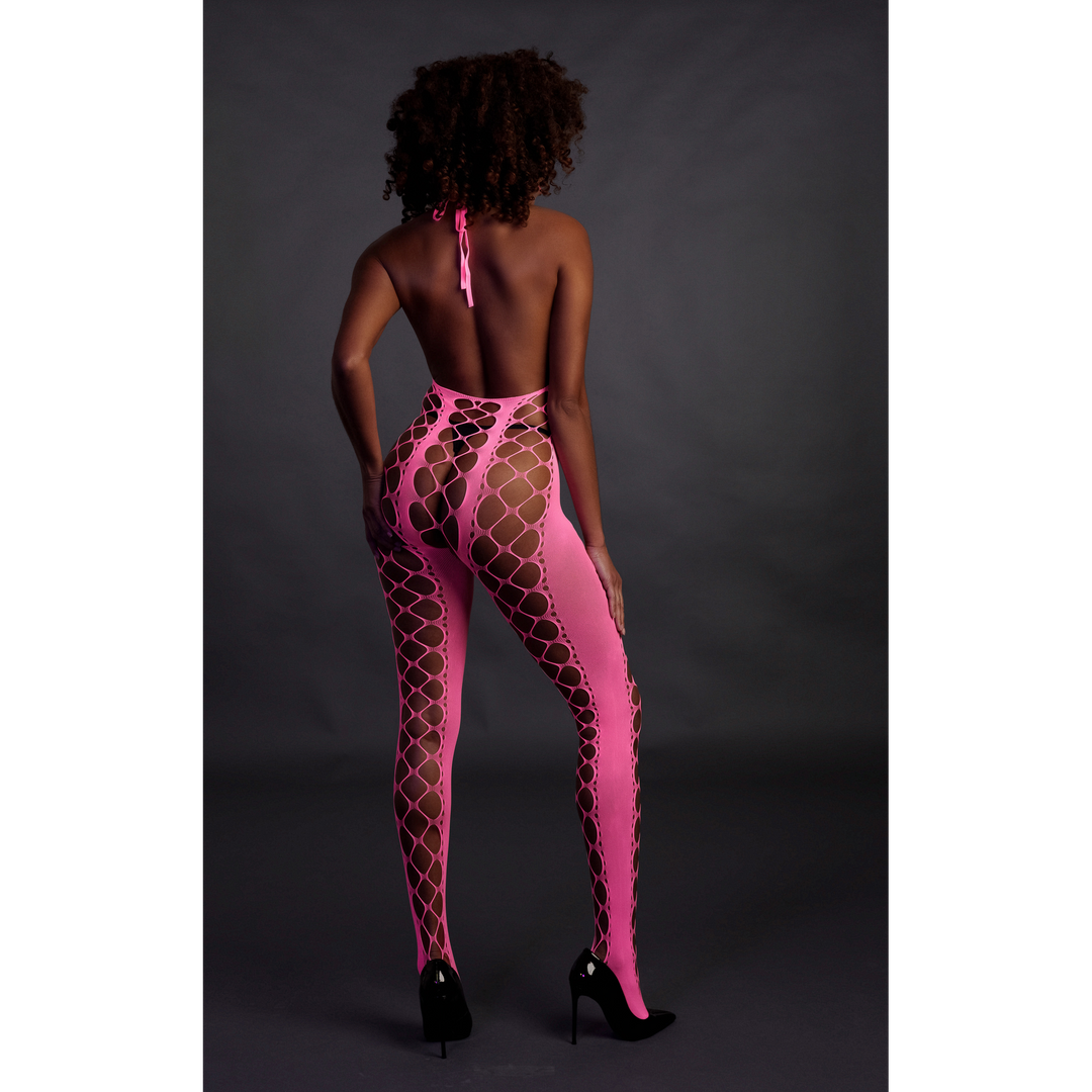 Bodystocking met Halterneck – One Size – Neon Pink