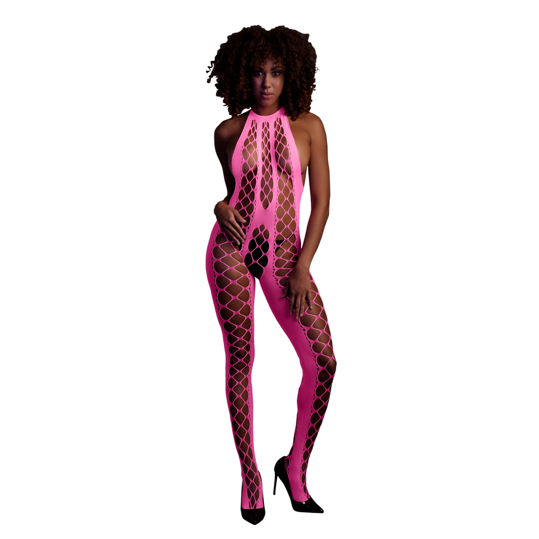 Bodystocking met Halterneck – One Size – Neon Pink