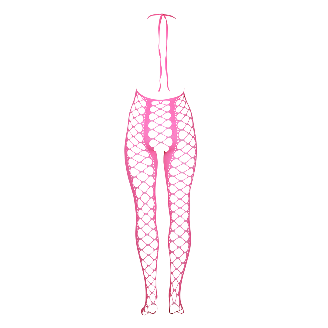 Bodystocking met Halterneck – Plus Size – Neon Roze