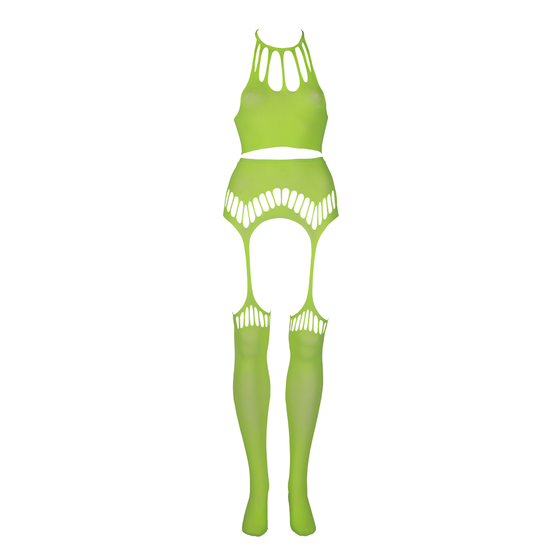 Twee Delige Set met Crop Top en Kousen – Plus Size – Neon Groen