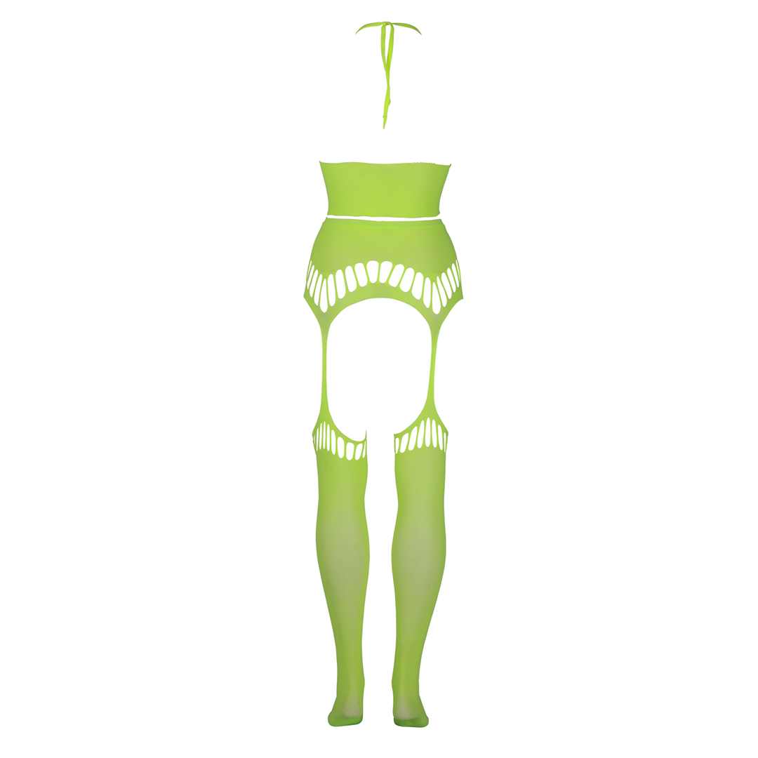 Twee Delige Set met Crop Top en Kousen – Plus Size – Neon Groen