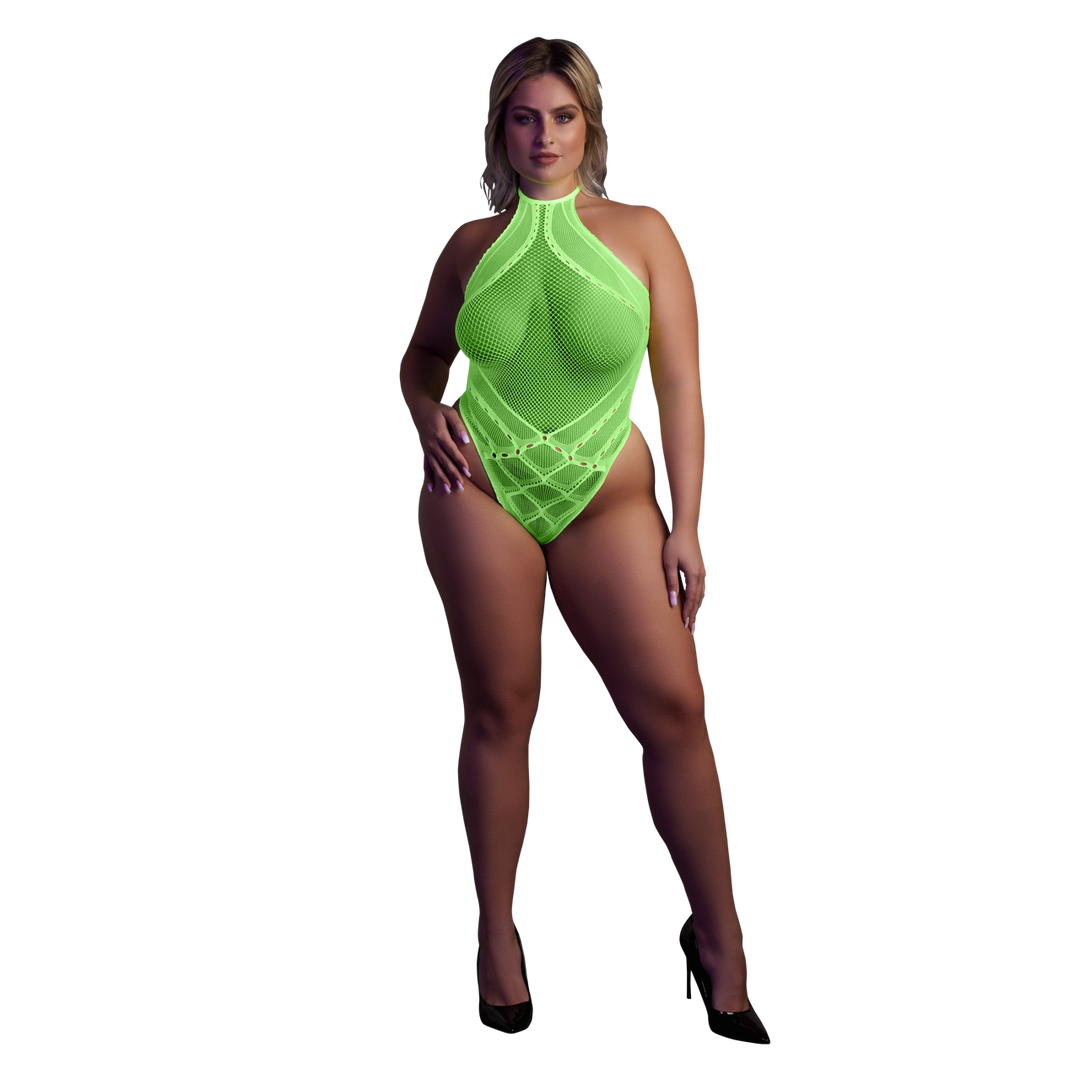 Body met Halternek – Plus Size – Neon Groen
