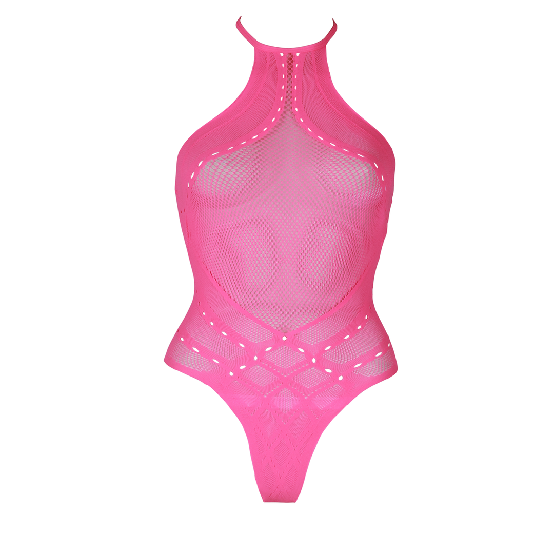 Body met Halternek – Plus Size – Neon Roze