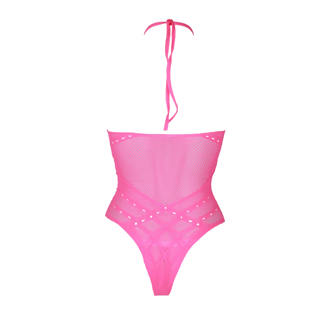 Body met Halternek – Plus Size – Neon Roze