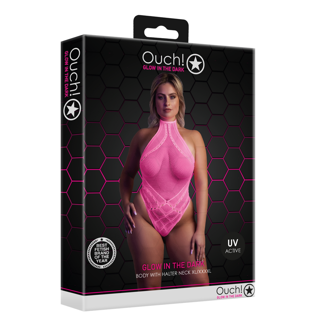 Body met Halternek – Plus Size – Neon Roze