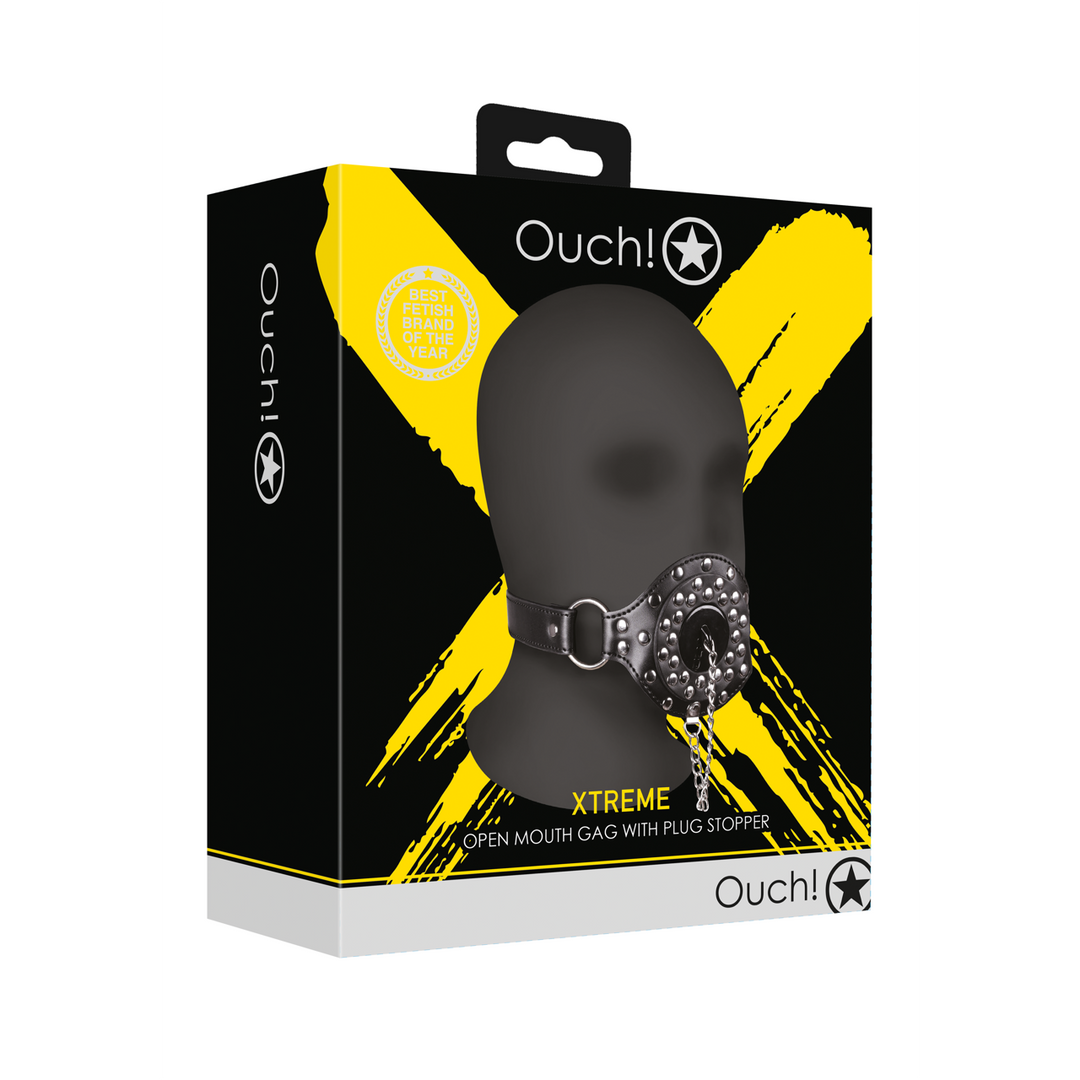 Open Mouth Gag met Plug Stopper – Zwart