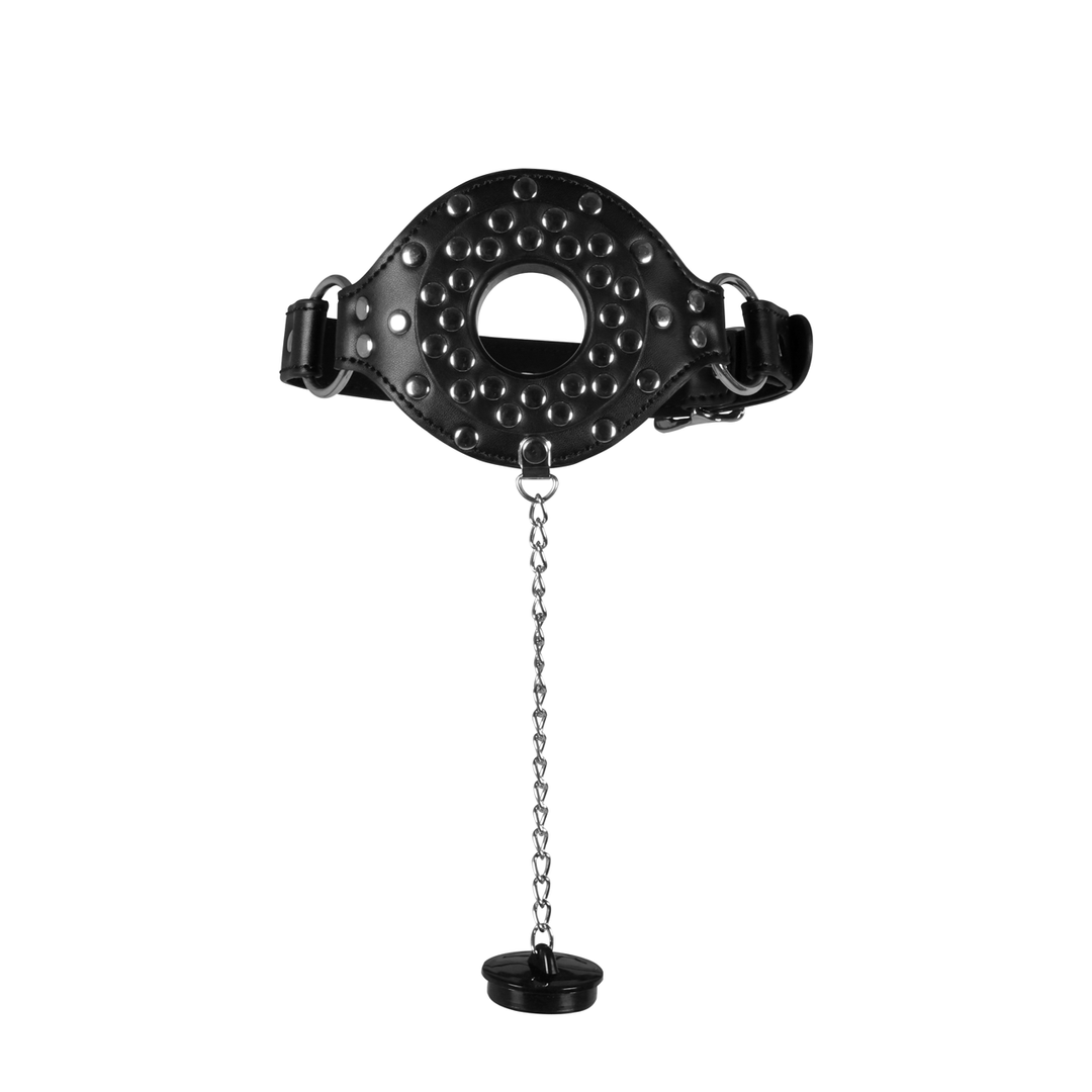 Open Mouth Gag met Plug Stopper – Zwart