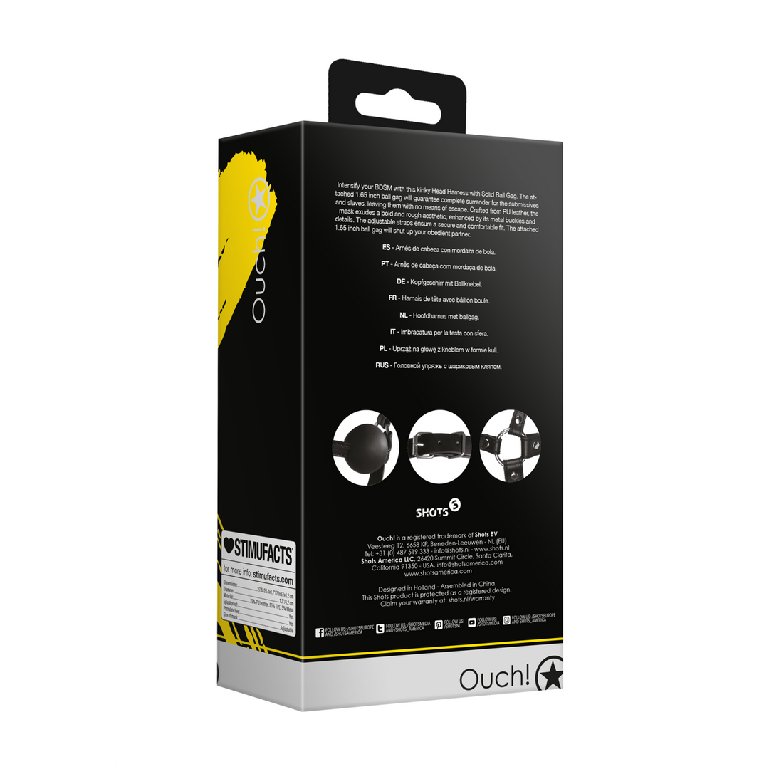 Hoofdharnas met Solid Ball Gag – Zwart