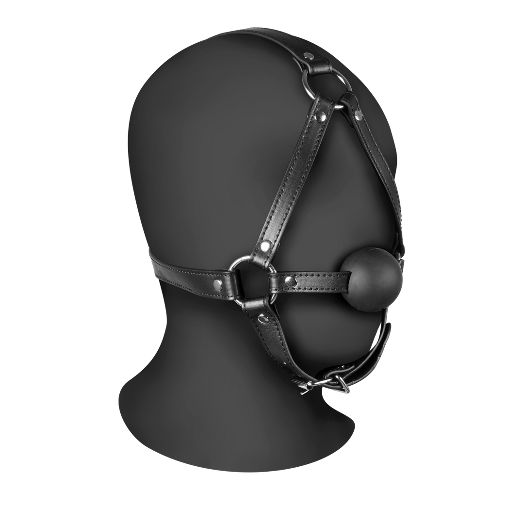 Hoofdharnas met Solid Ball Gag – Zwart