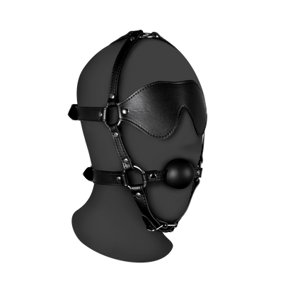 Blindfolded Head Harness met Solid Ball Gag - Zwart Blindfolded Head Harness met Solid Ball Gag - Zwart