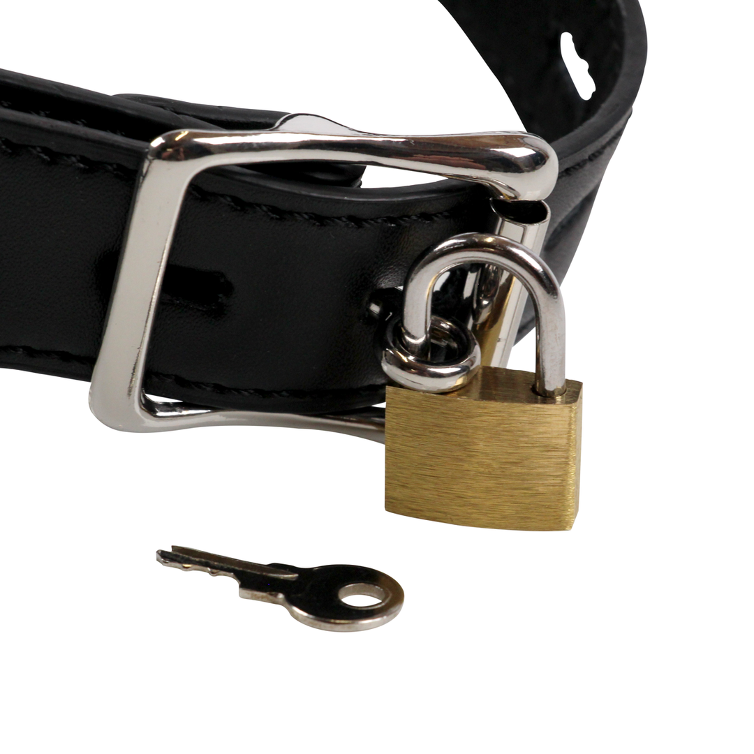 Open Mouth Gag Hoofdharnas met Plug Stopper – Zwart