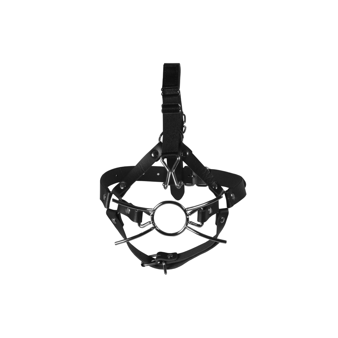 Hoofdharnas met Spider Gag en Neus Haken – Zwart