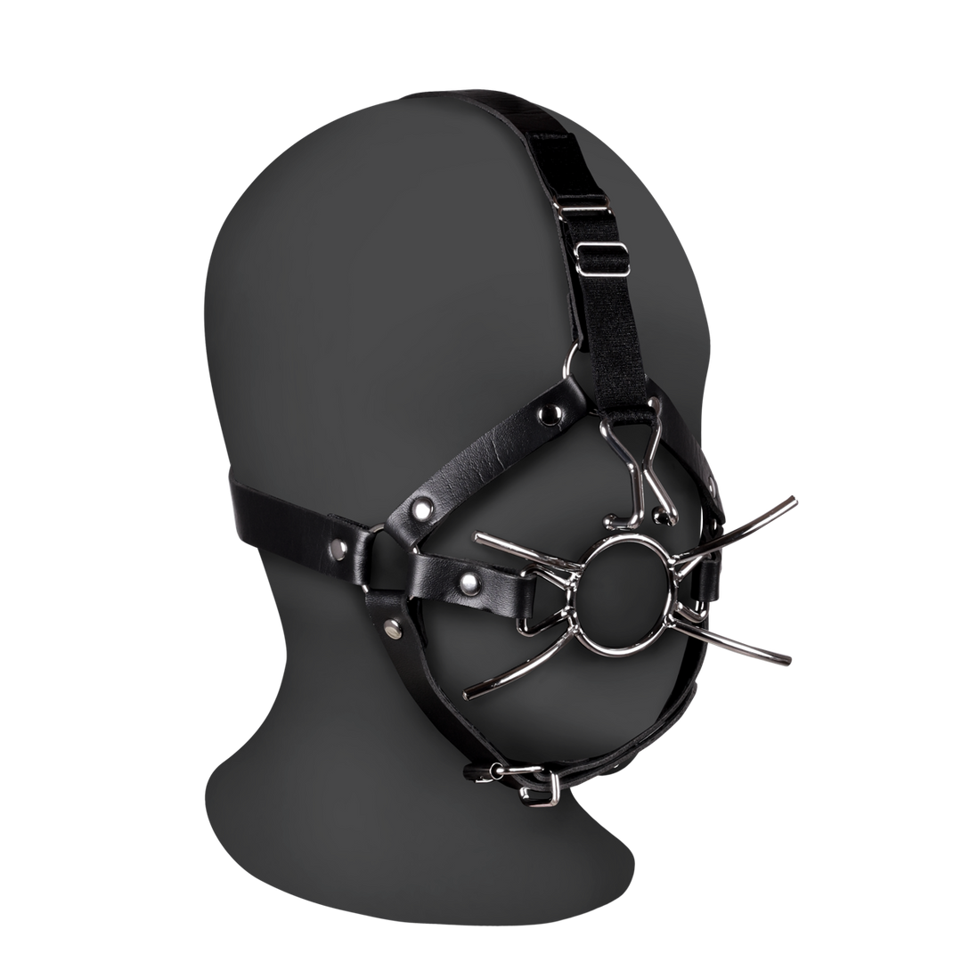 Hoofdharnas met Spider Gag en Neus Haken – Zwart