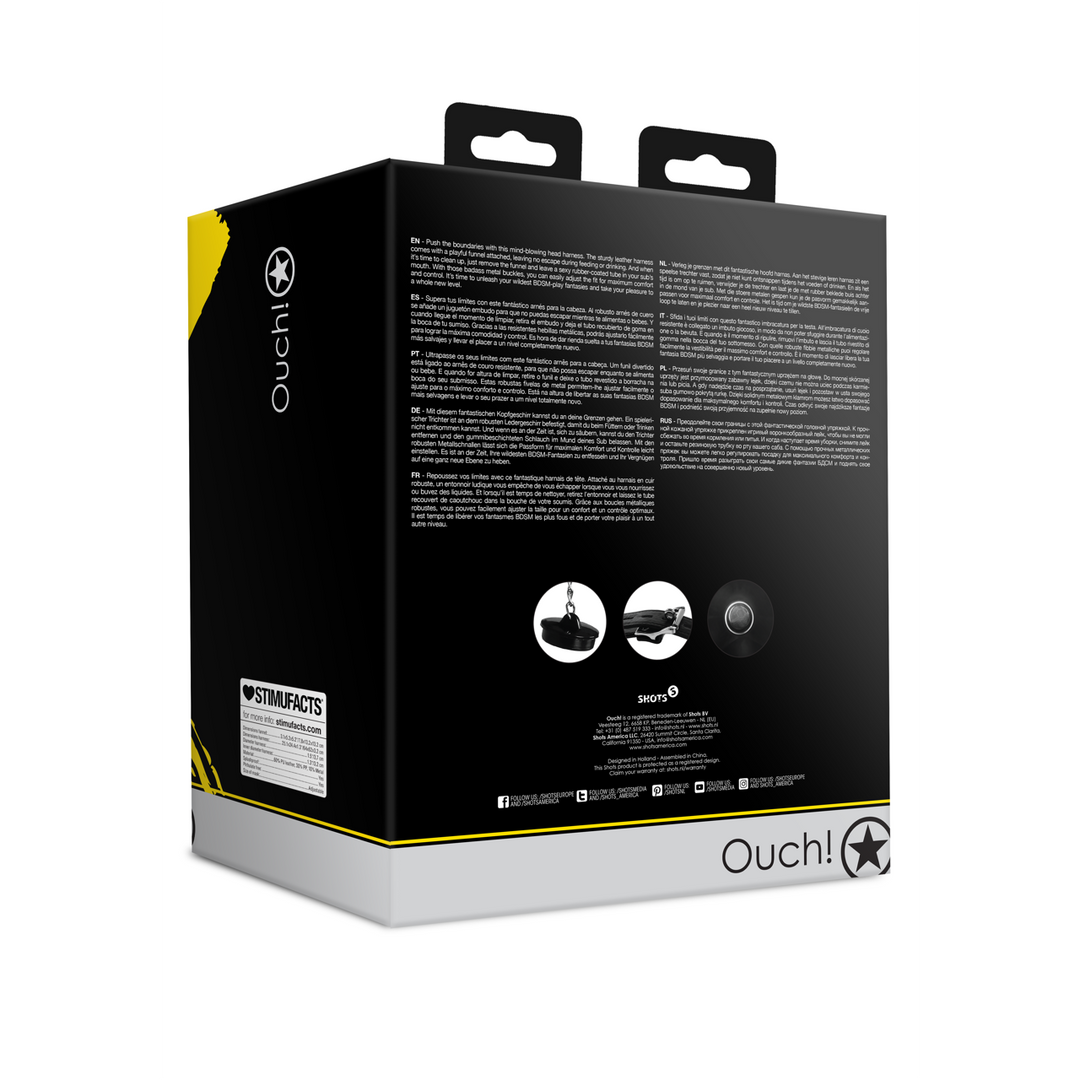 Open Mouth Gag Hoofdband met Trechter – Zwart