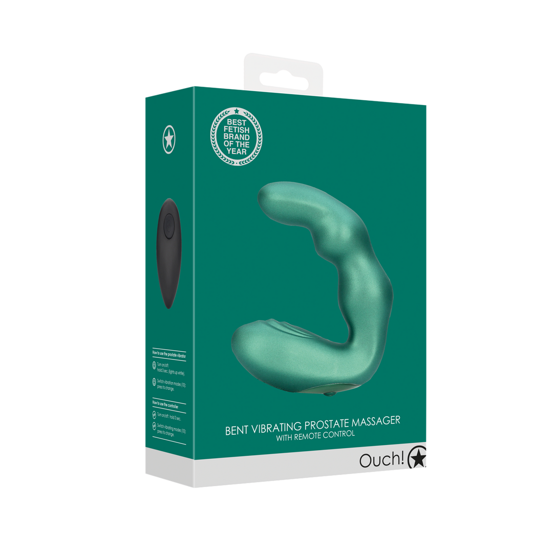 Bent Vibrating Prostate Massager met Afstandsbediening – Metallic Groen
