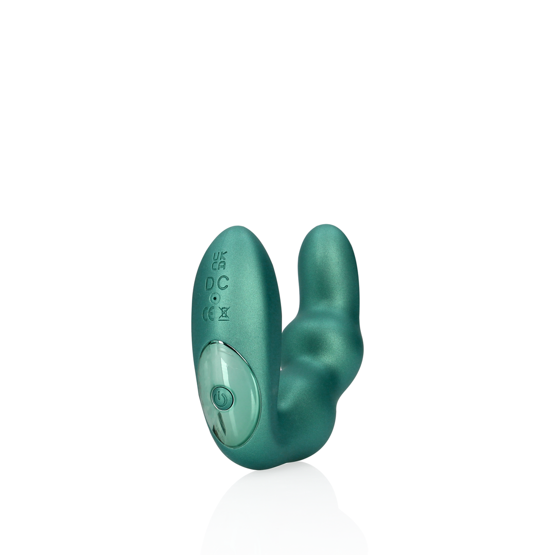 Bent Vibrating Prostate Massager met Afstandsbediening – Metallic Groen