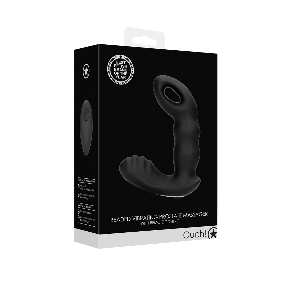 Beaded Vibrerende Prostaat Massager met Afstandsbediening – Zwart