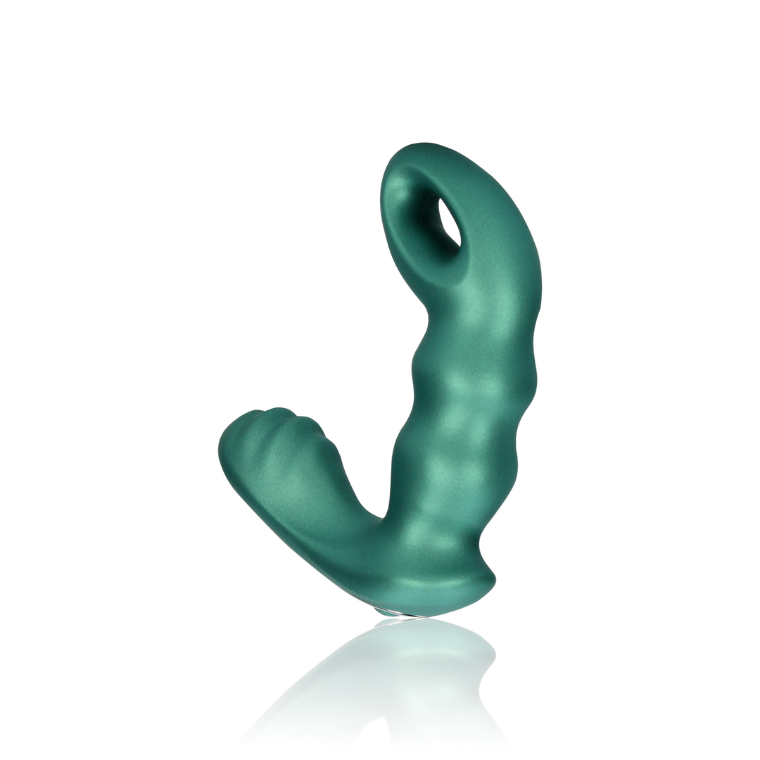 Kralen Vibrerende Prostaat Massager met Afstandsbediening – Metallic Groen
