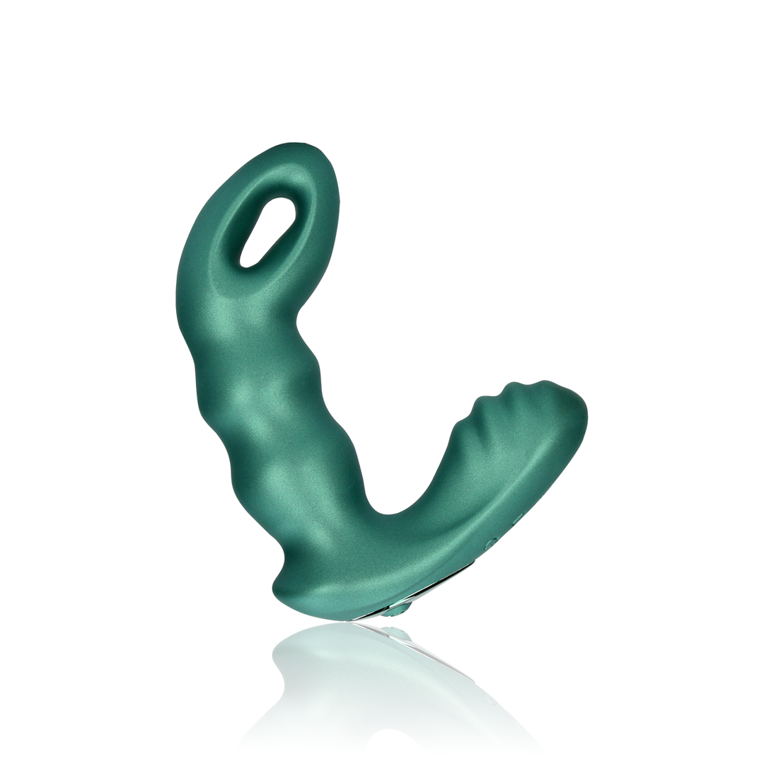 Kralen Vibrerende Prostaat Massager met Afstandsbediening – Metallic Groen