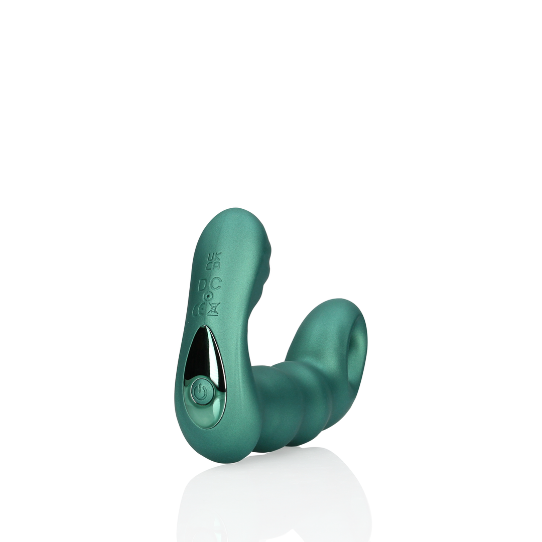 Kralen Vibrerende Prostaat Massager met Afstandsbediening – Metallic Groen