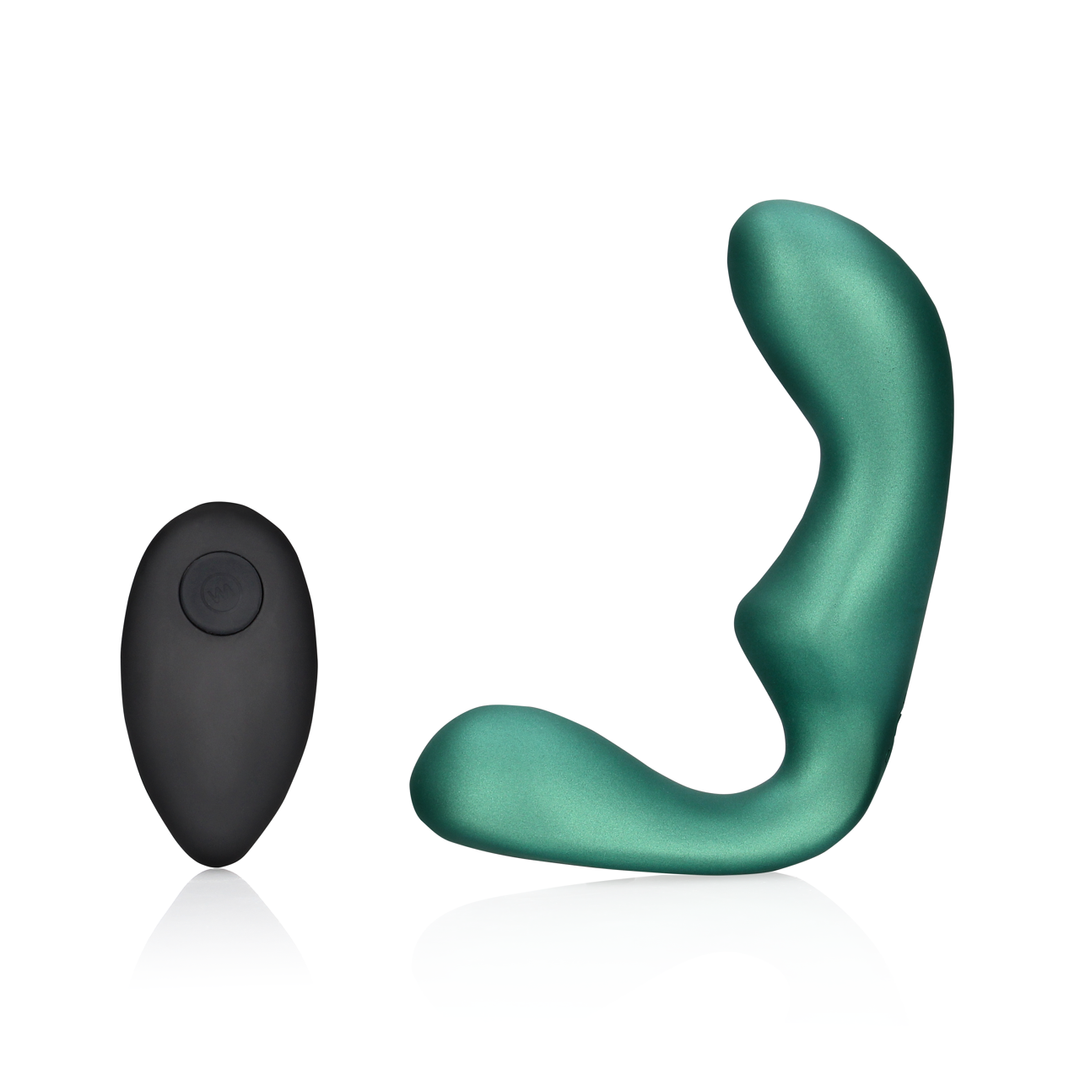 Puntige Vibrerende Prostaatmassage met Afstandsbediening – Metallic Groen