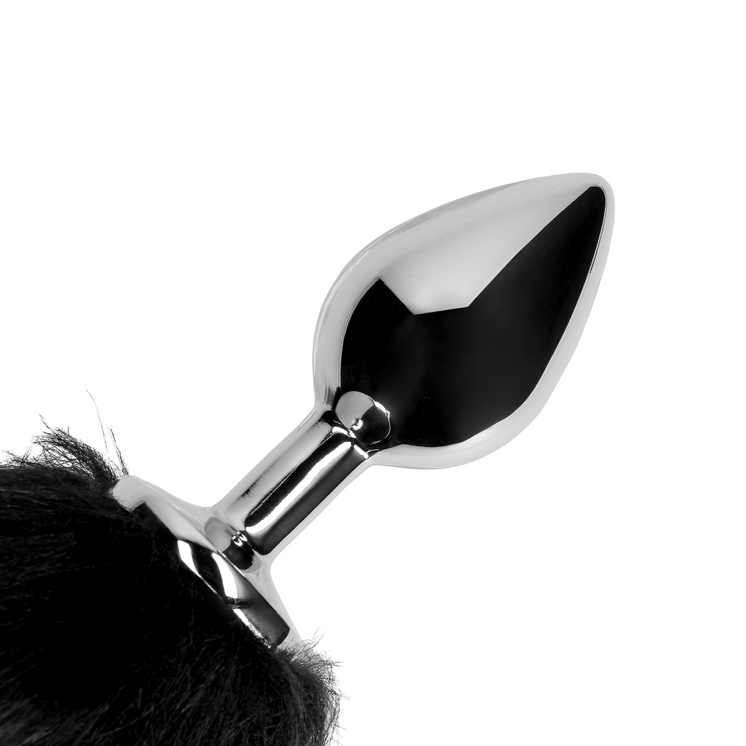 Vossenstaart met metalen buttplug