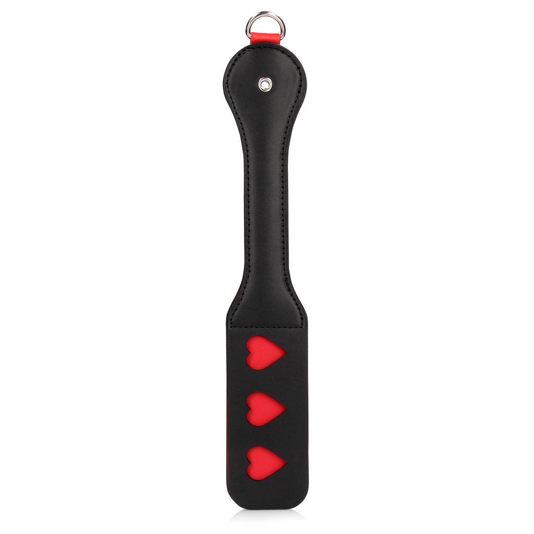 Harten Paddle met Metalen Anaal Plug – Zwart