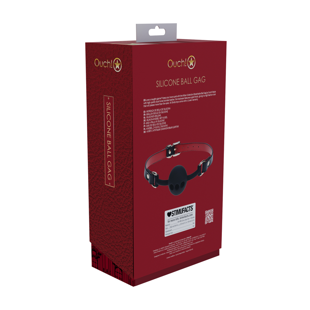 Milan Collectie – Siliconen Ball Gag – Zwart/Rood