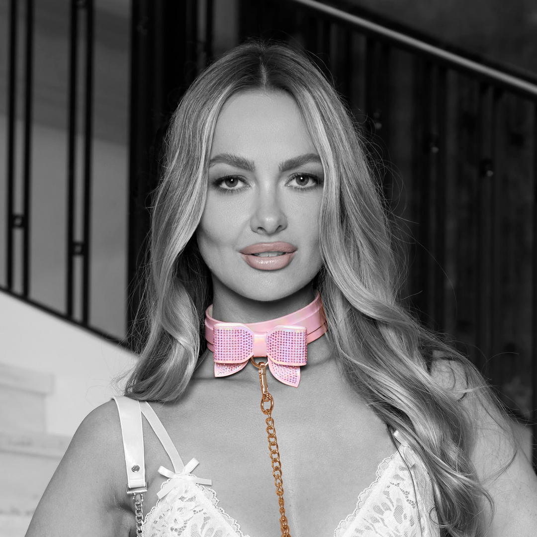 Paris Collectie – Halsband met Leash – Roze