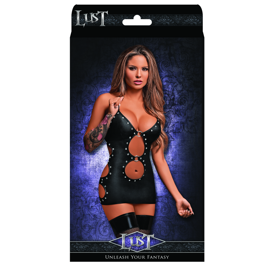 Selene – Sexy Faux Leather Mini Dress met Zijsplitten – S/M