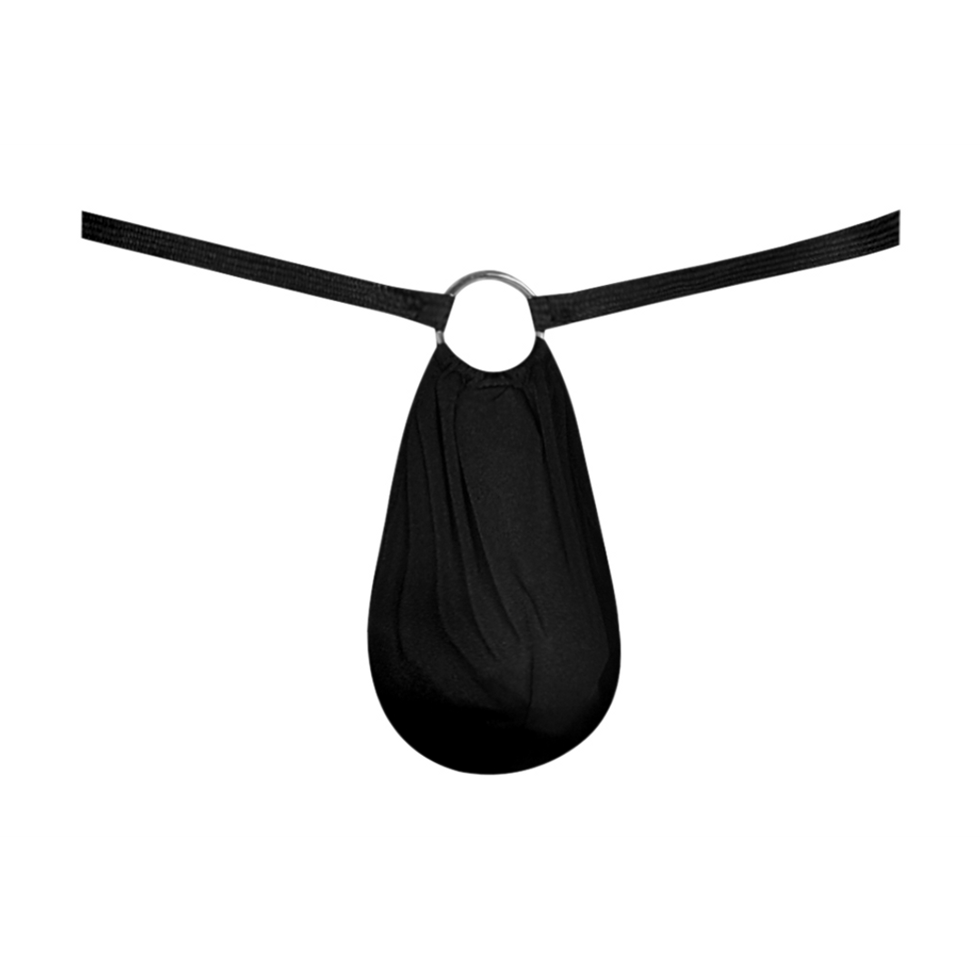 G-string met ring aan de voorkant – One Size – Zwart