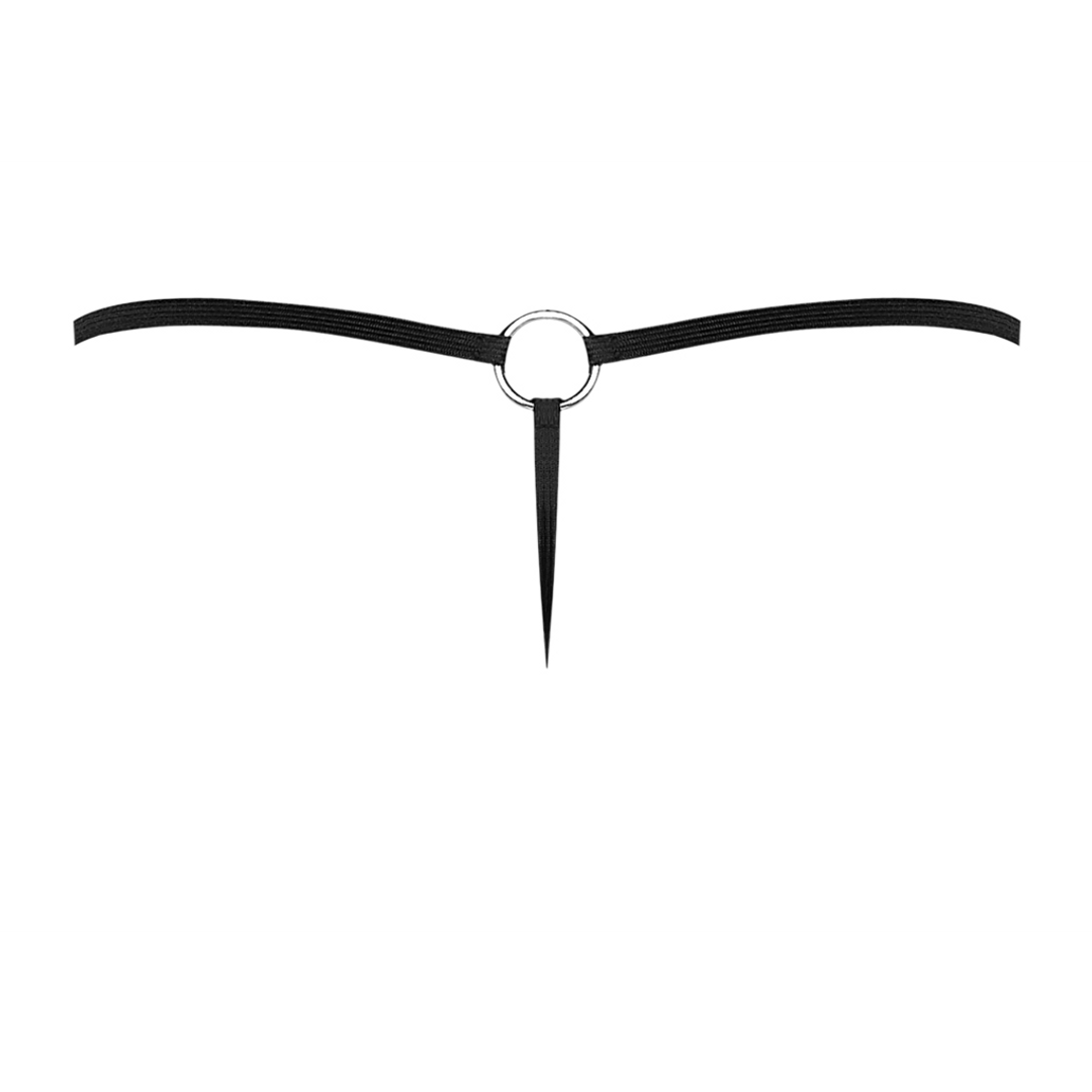 G-string met ring aan de voorkant – One Size – Zwart