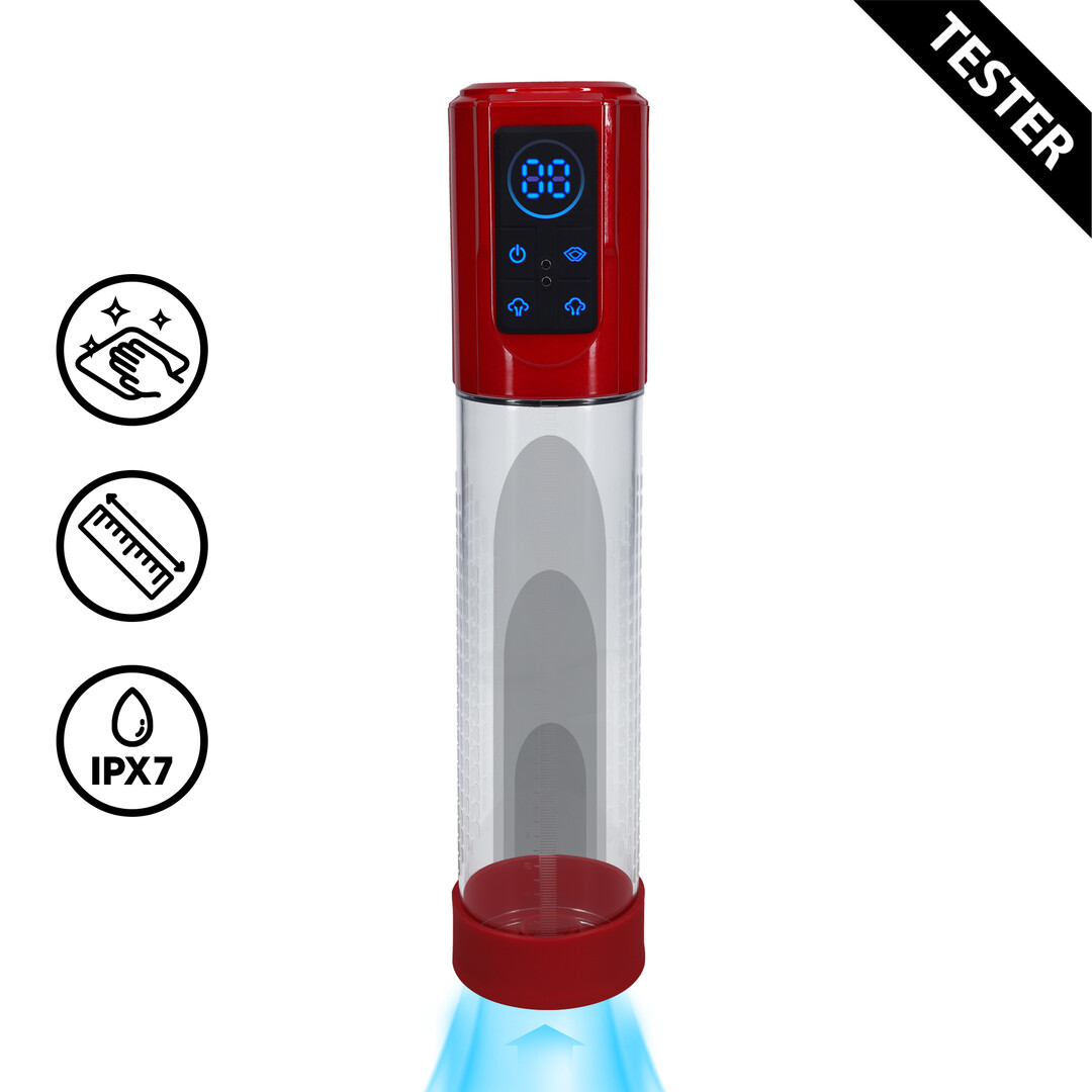 MegaLift – Automatische Waterdichte Penis Pomp – Metallic Rood – Tester