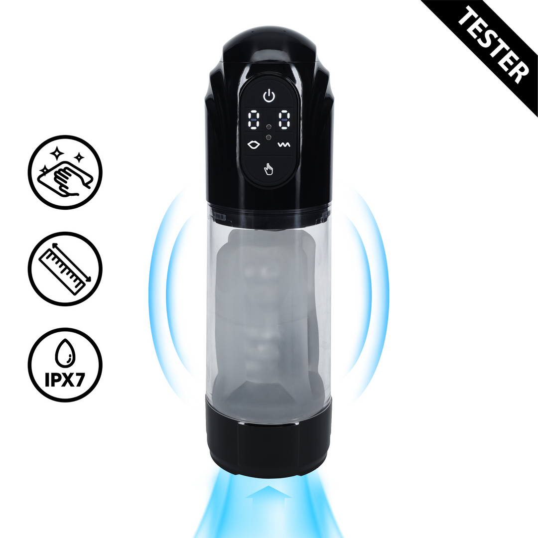 TechnoThrust – Automatische Waterdichte Masturbator Pomp – Zwart – Tester
