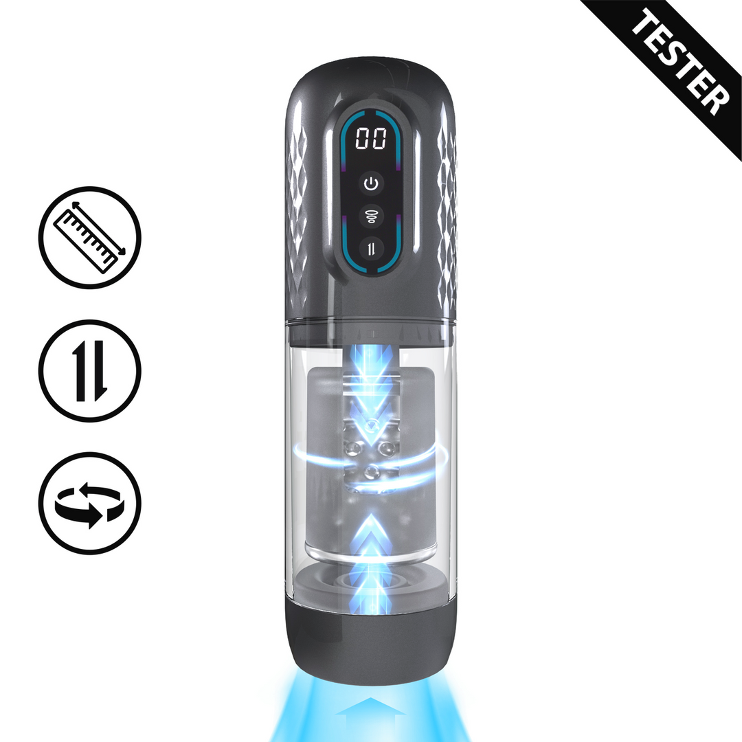 Vortex – Suction Rotation and Thrusting Masturbator Pump – Gun Metal – Tester