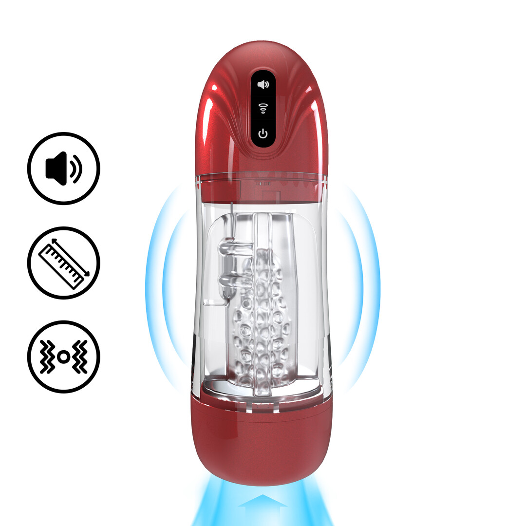 SonicPull – Suction and Vibration Masturbator Pump – Multimedia Enhanced – Metallic Red