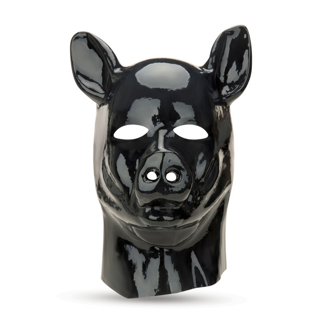Latex Pig Hood – Zwart
