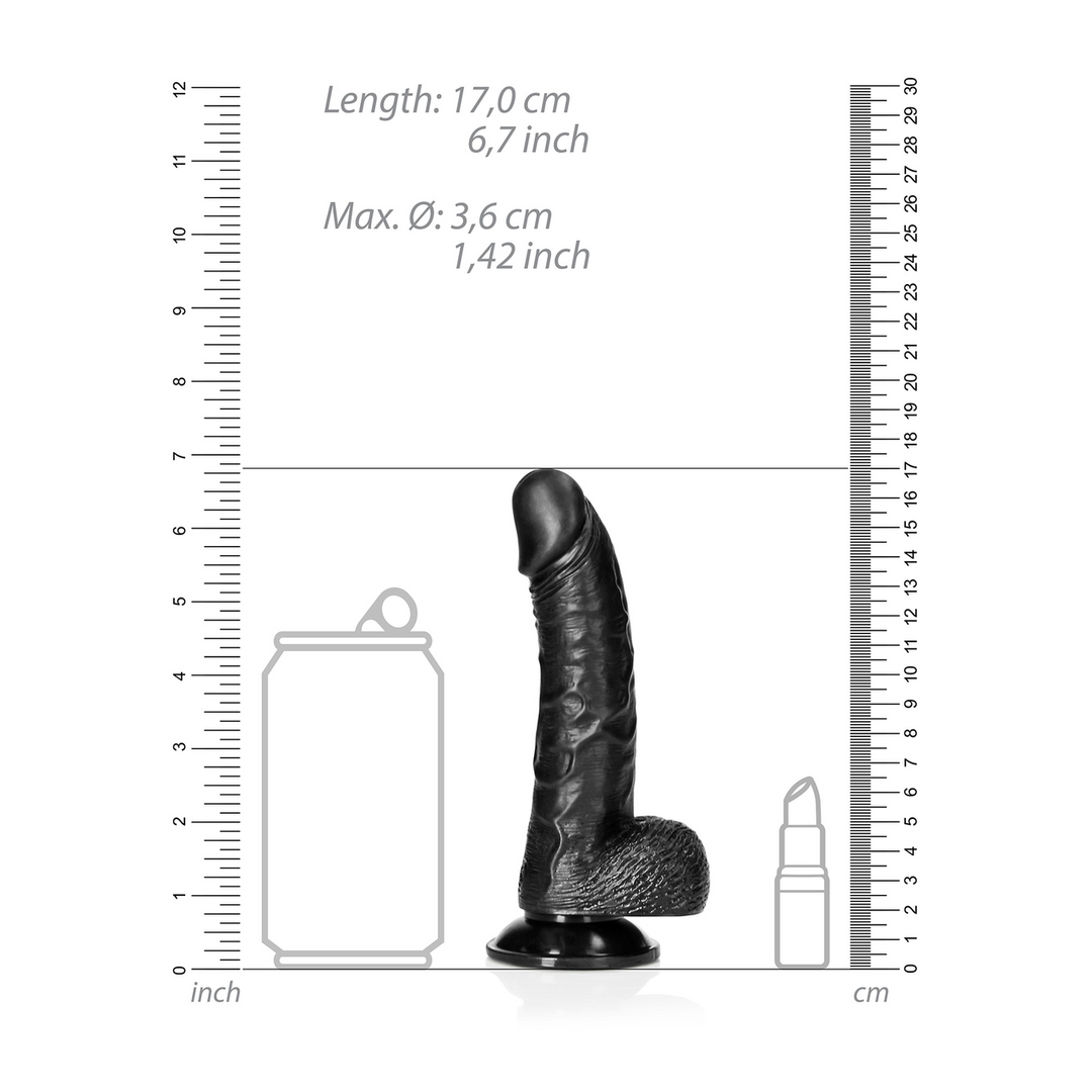 Gebogen Realistische Dildo met Ballen en Zuignap – 6 / 15,5 cm