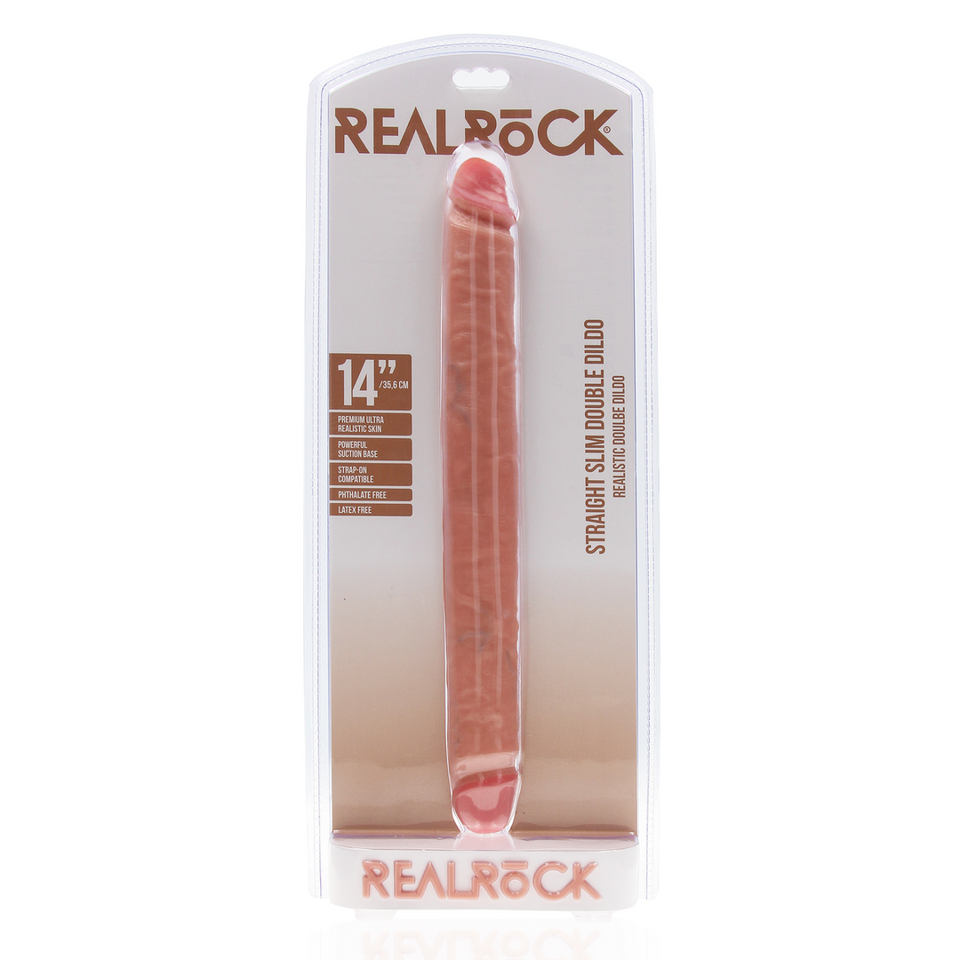 Slim Dubbel Eindige Dildo 14 / 35,6 cm – Vleeskleurig