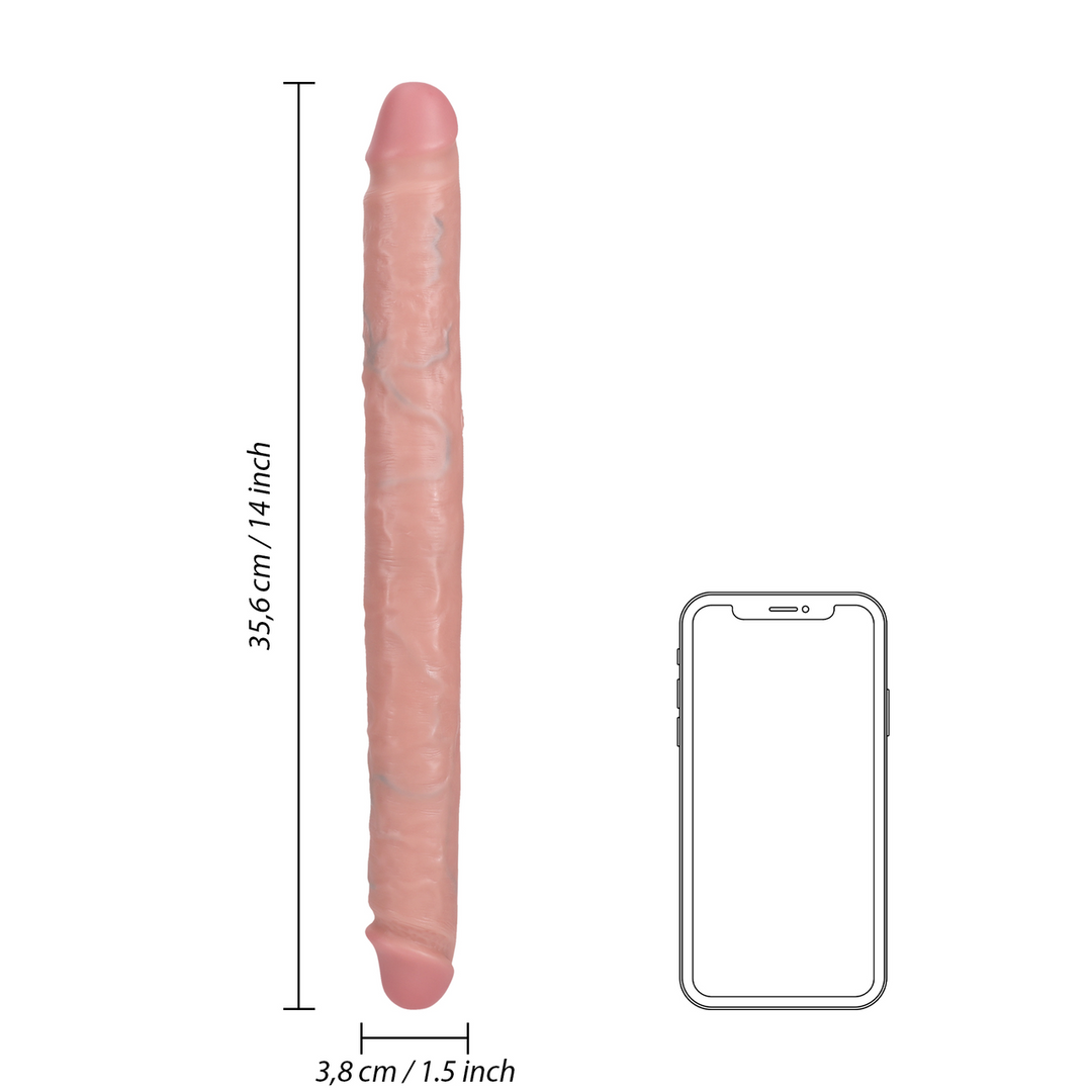 Slim Dubbel Eindige Dildo 14 / 35,6 cm – Vleeskleurig