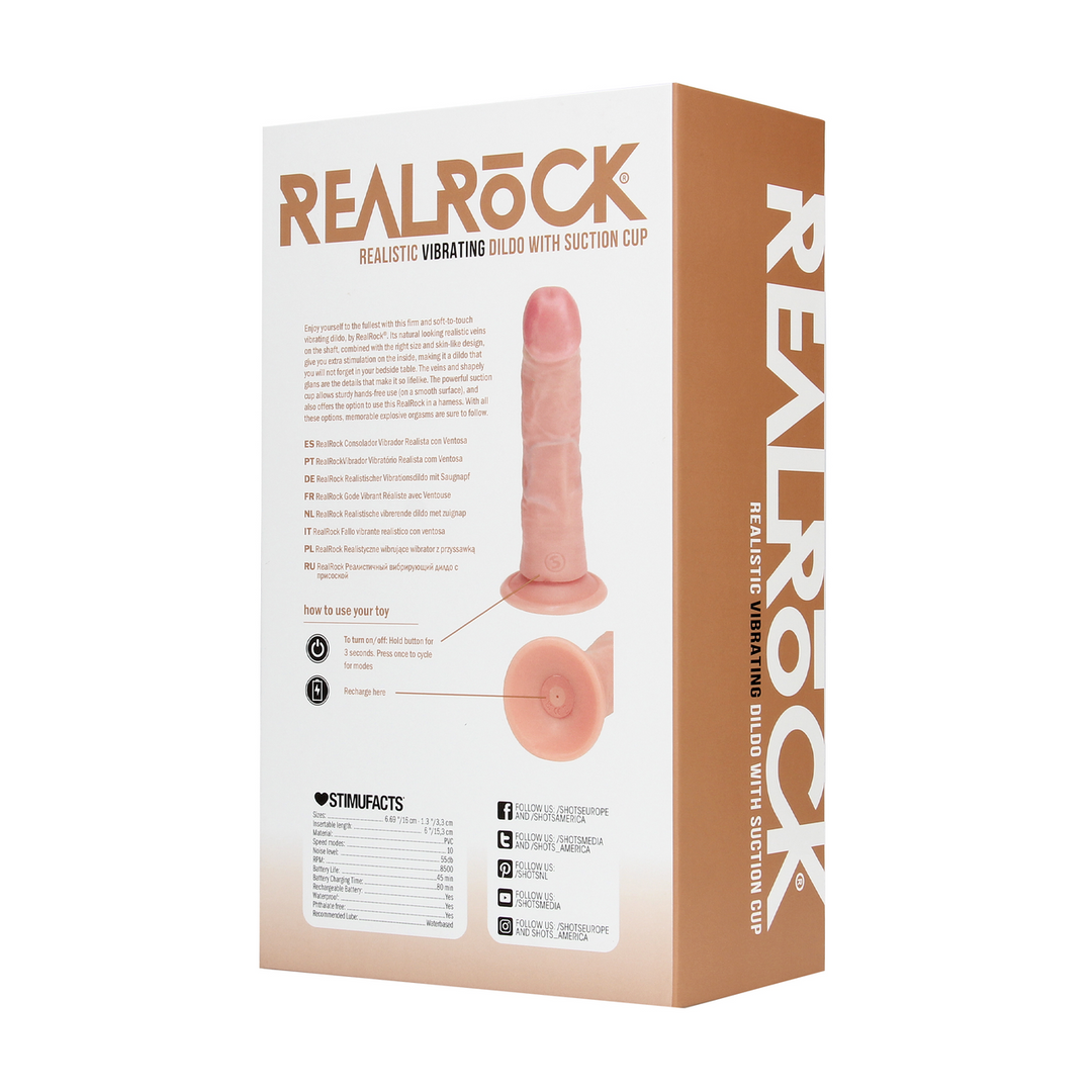 Vibrerende Regelmatige Gebogen Dildo – 6 / 15,5 cm – Vlees