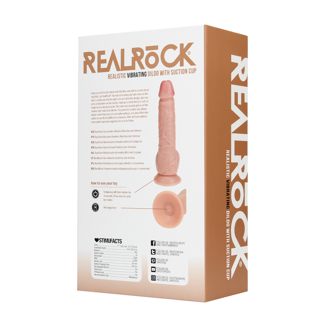 Vibrerende Regelmatige Rechte Penis met Ballen – 7 / 18 cm – Vlees